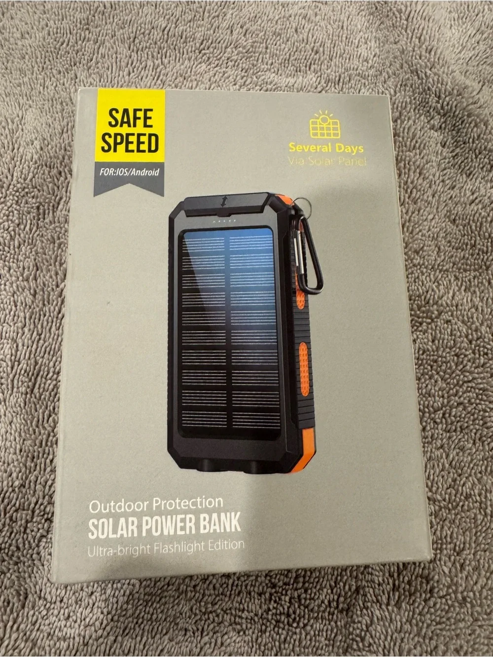 8000mAh Solar Power Bank with Flashlight & Compass – Outdoor Portable Charger